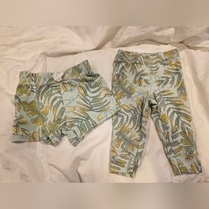 Carter's Green and Yellow Leaf Print Baby Bottoms